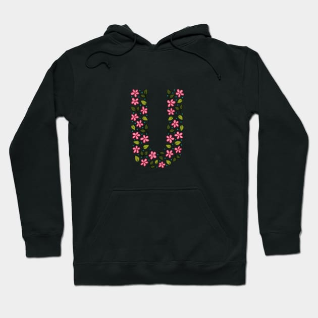 Floral Monogram Letter U Hoodie by SRSigs